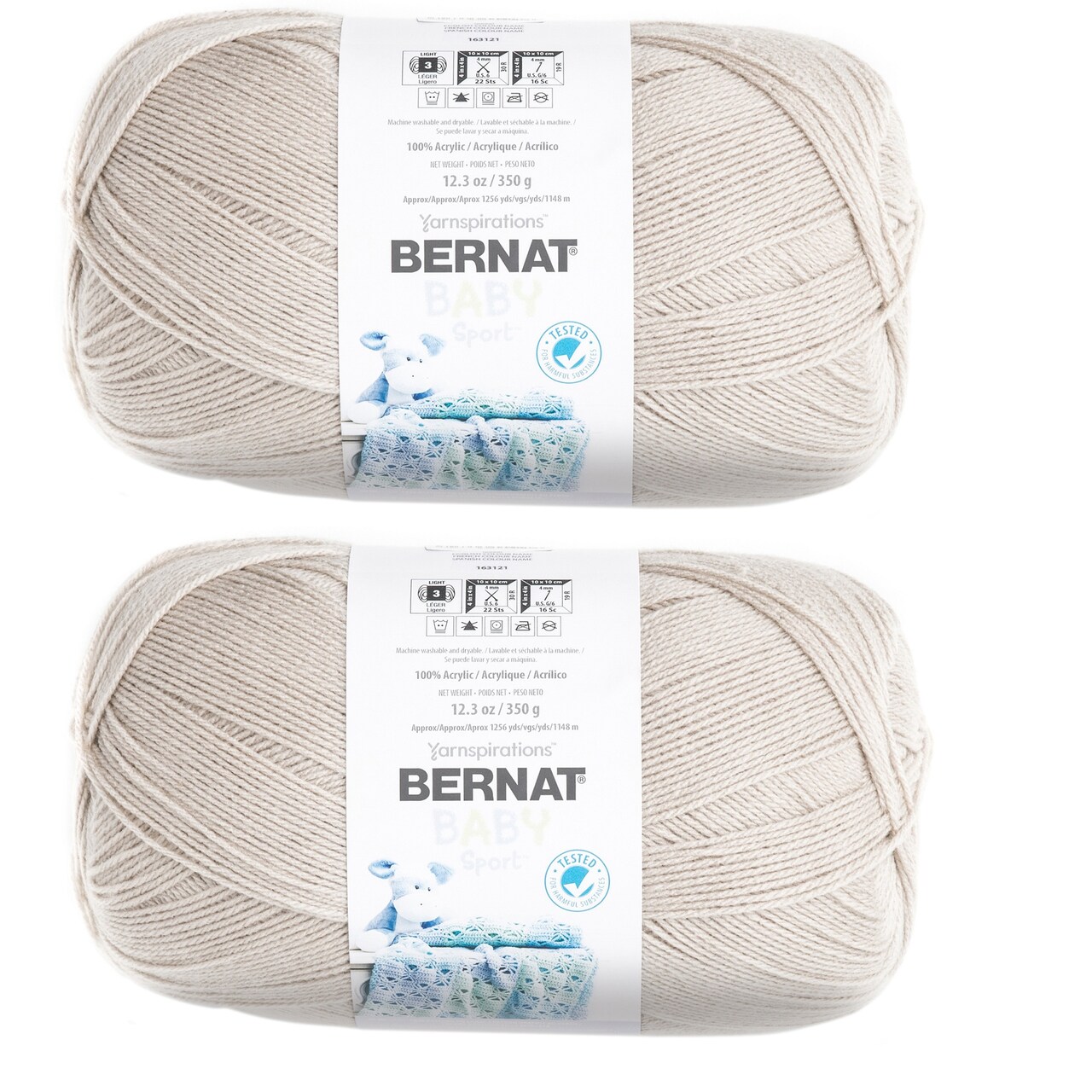 Multipack of 2 - Bernat Baby Sport Big Ball Yarn - Solids-Baby Taupe